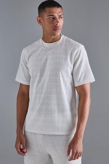 Diamond Crochet T-shirt ecru