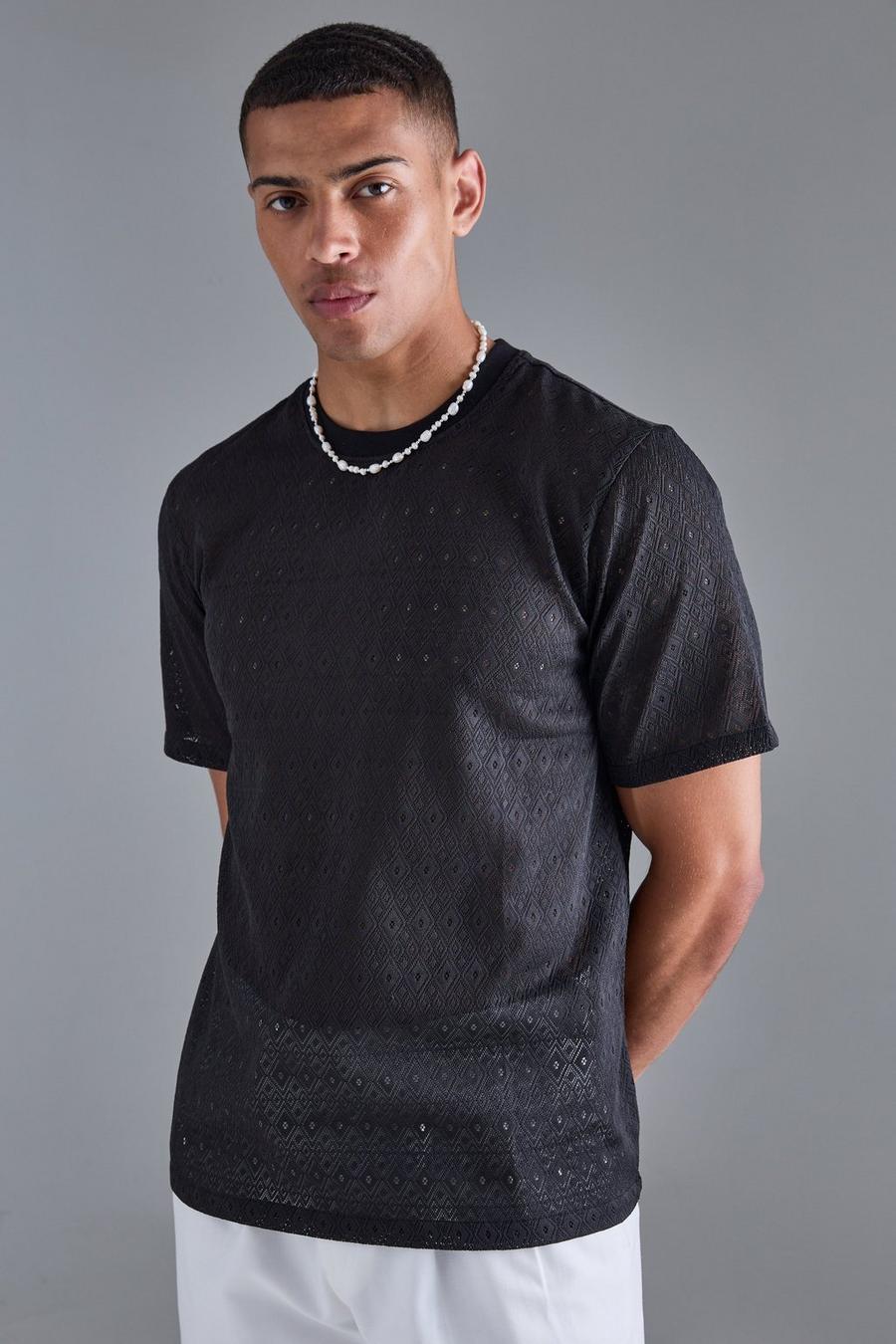 Black Diamond Crochet T-shirt image number 1