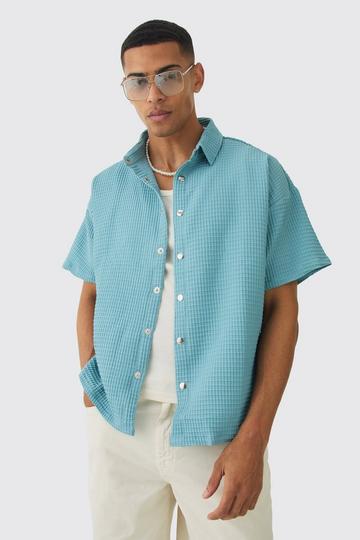 Blue Boxy Waffle Shirt