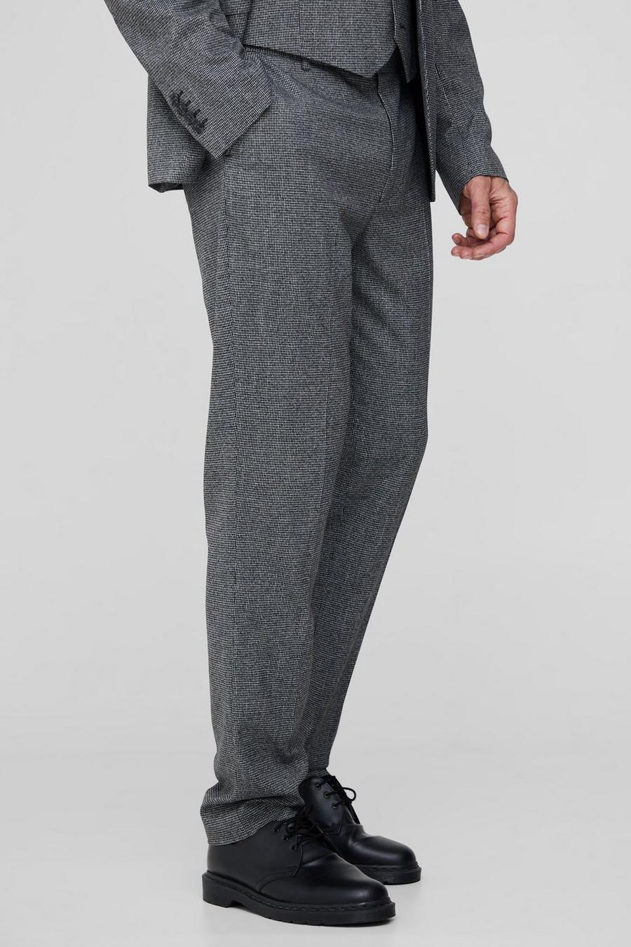Grey Tall Mini Dogtooth Slim Fit Suit Trouser image number 1