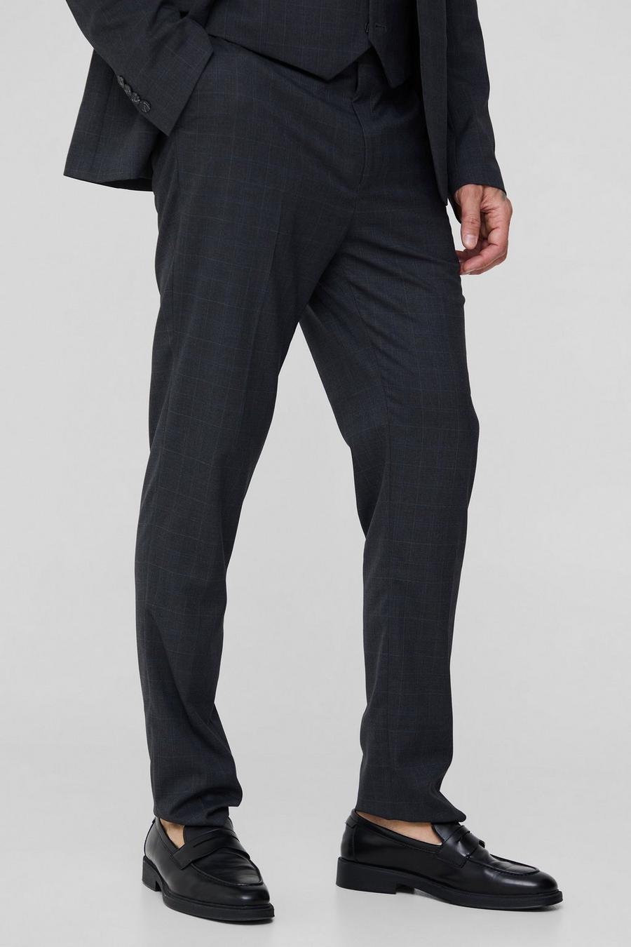Tall Charcoal Check Slim Fit Suit Trouser
