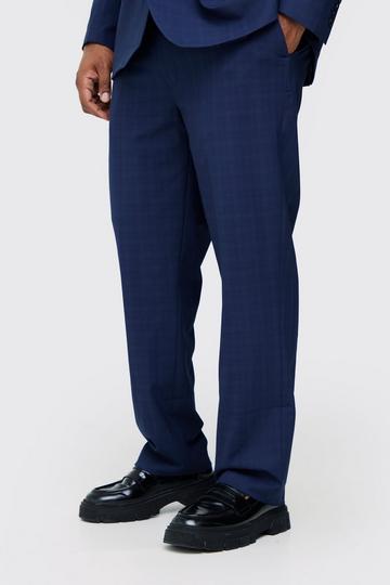 Blue Plus Dark Blue Flannel Regular Fit Suit Pants