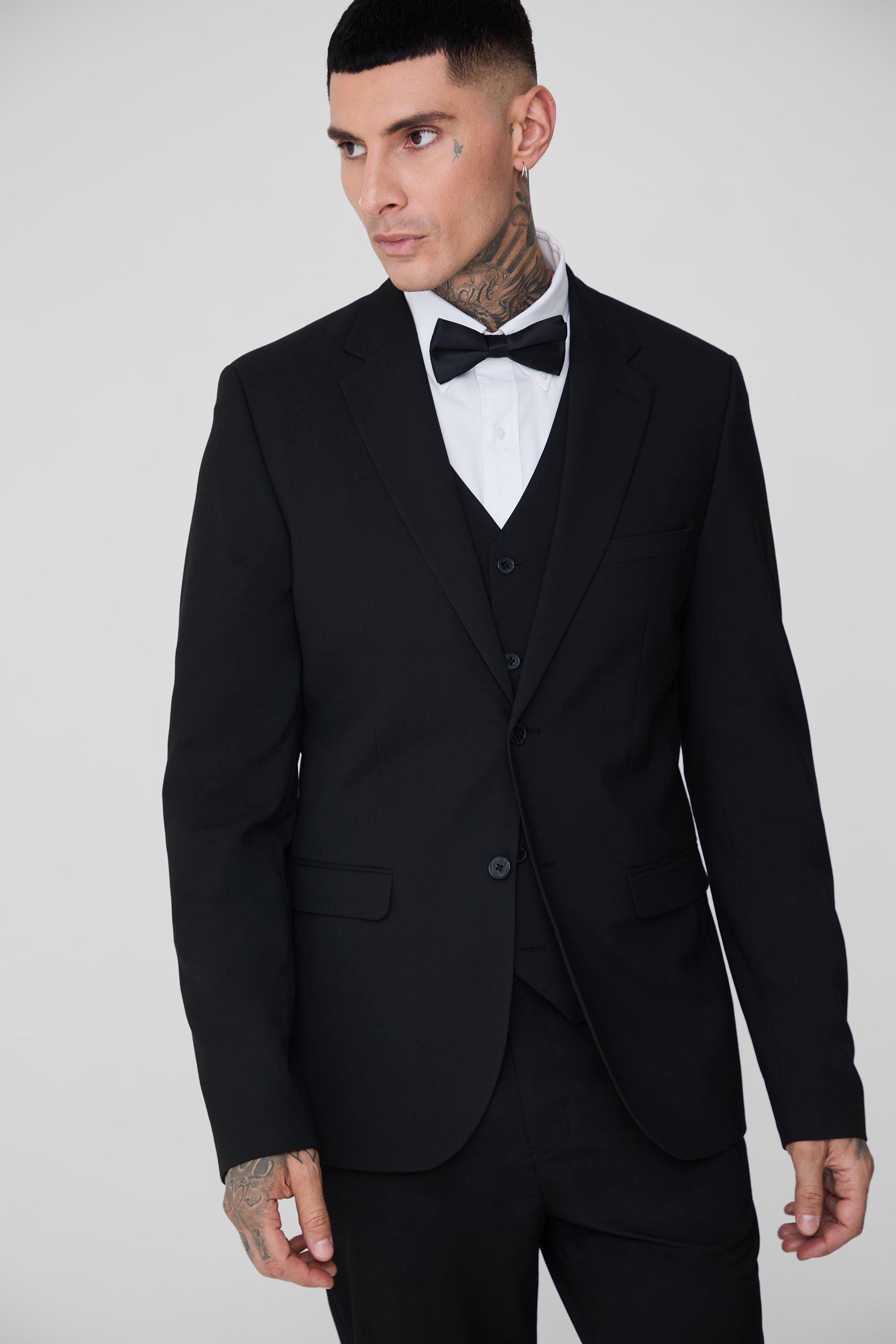 Tall Veste de costume cintree noire boohoo FR