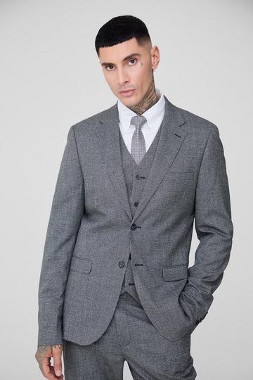 Tall Mini Dogtooth Single Breasted Slim Fit Suit Jacket grey