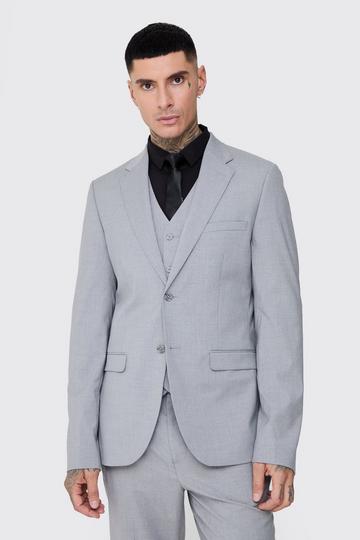 Grey Tall Essential Slim Fit Suit Jacket In Grey