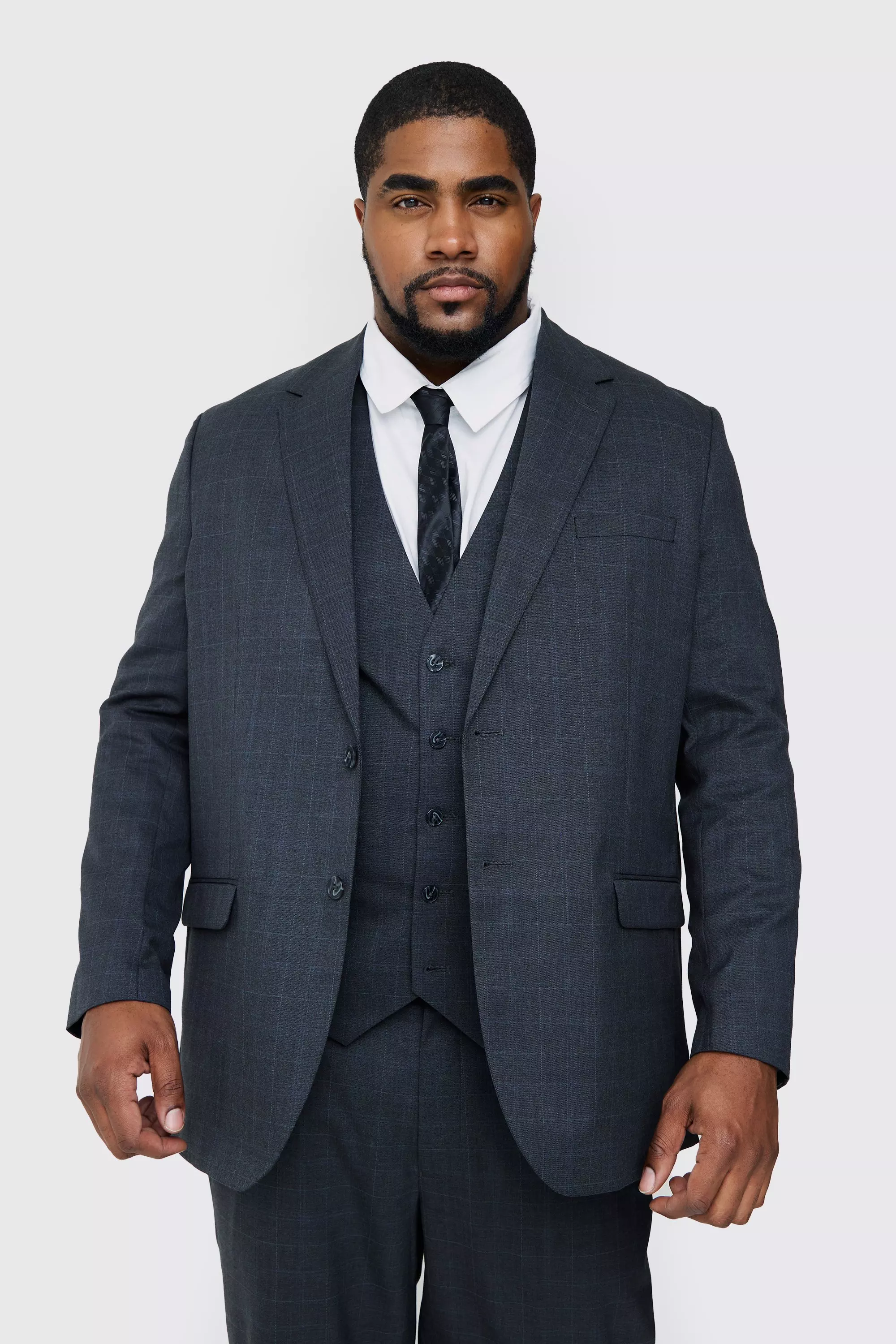 Plus Charcoal Check Regular Fit Suit Trouser alternative image