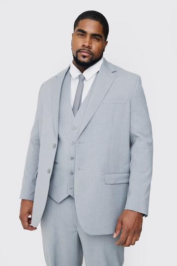 Grey Plus Essential Regular Fit Suit Jacket In Grey