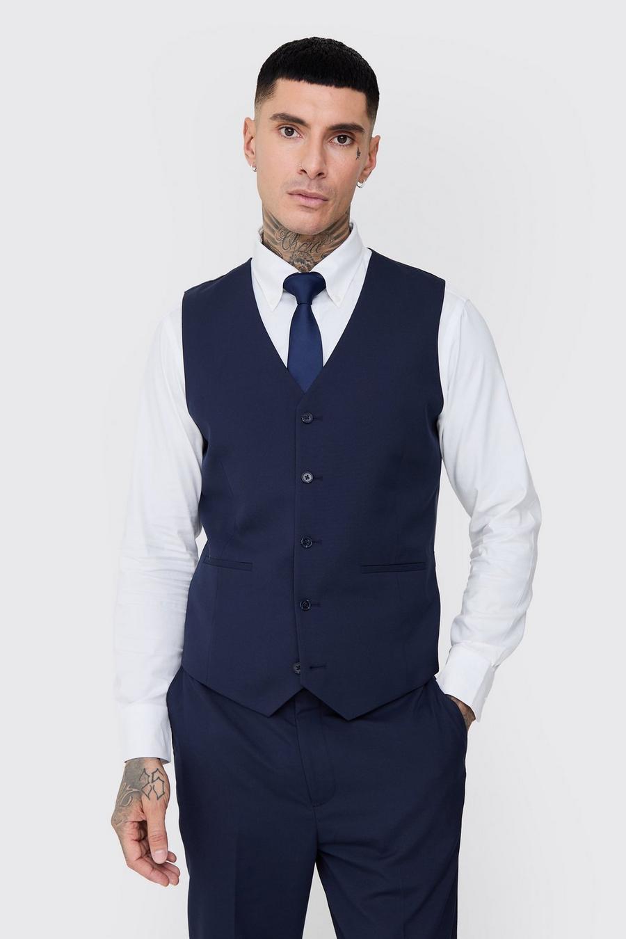 Tall Essential Waistcoat In Navy image number 1