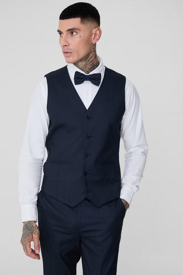 Navy Tall Navy Pinstripe Vest