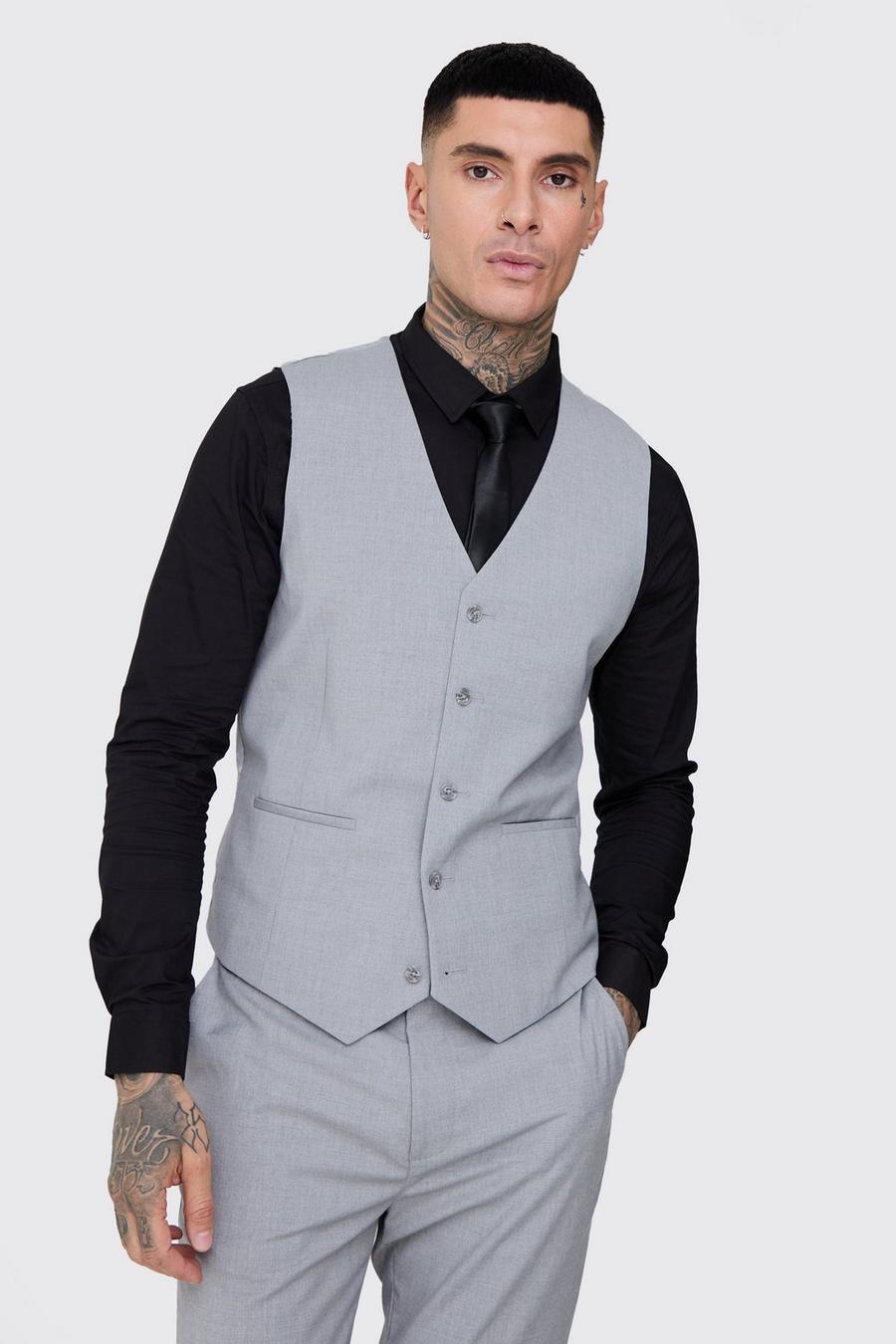 Tall Essential  Waistcoat In Grey image number 1