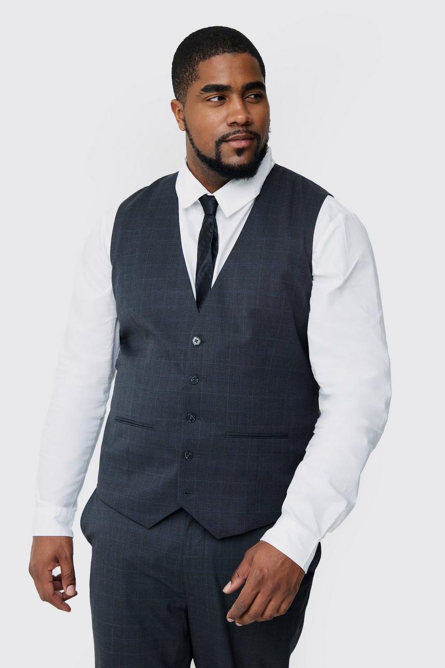 Plus Charcoal Check Waistcoat image number 1