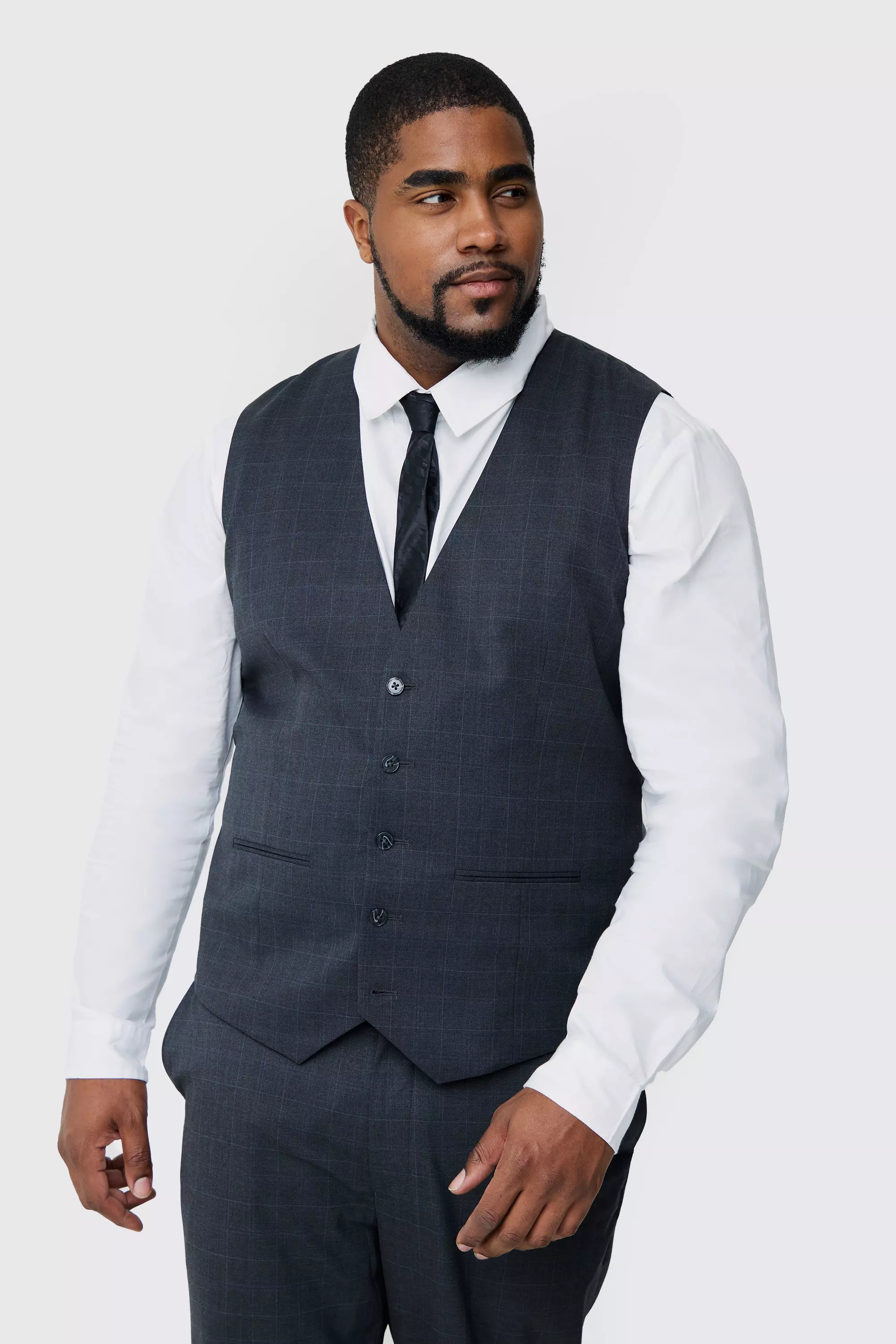 Plus Charcoal Check Regular Fit Suit Trouser alternative image