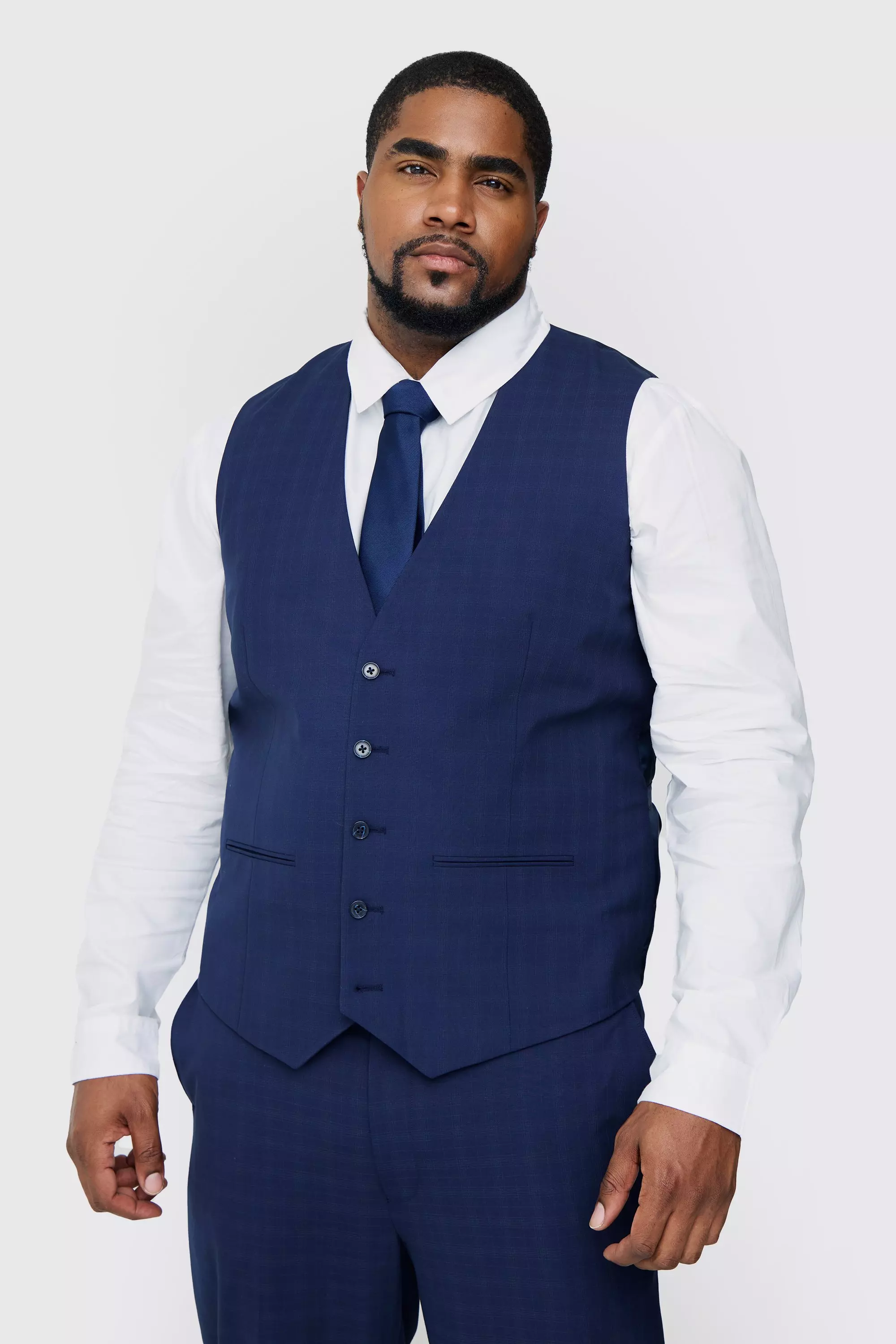 Plus Dark Blue Check Regular Fit Suit Trouser alternative image