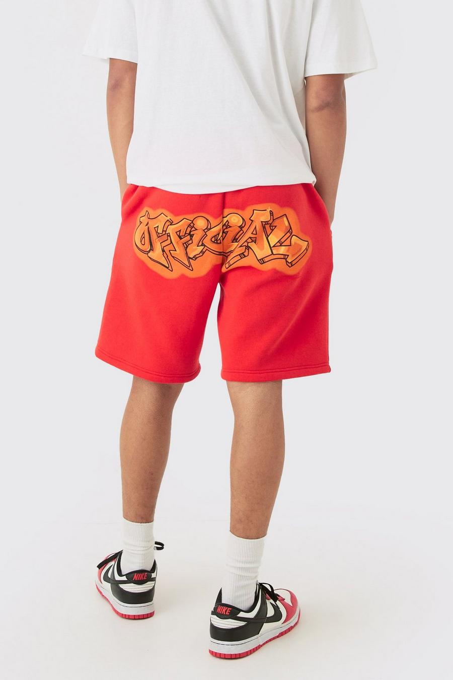 Red Relaxed Fit Official Graffiti Spray Short image number 1