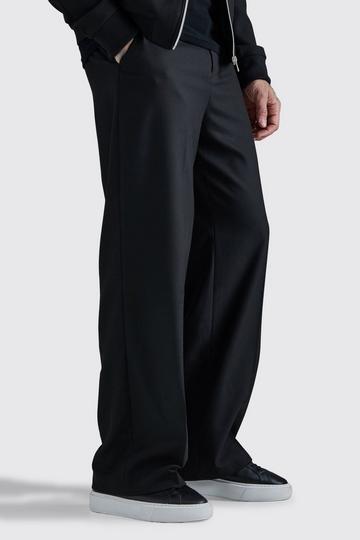 Tall Side Stripe Drawcord Crop Straight Fit Trousers black