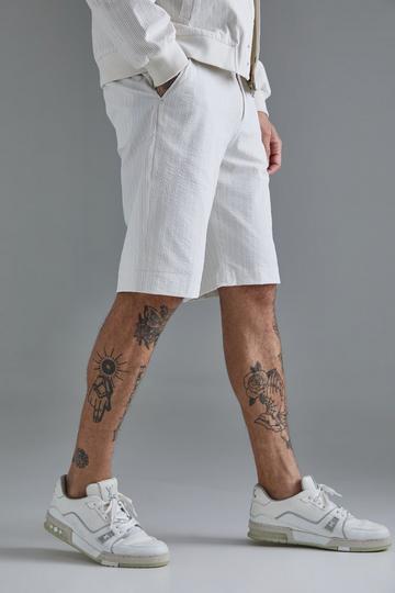 Tall Stripe Seersucker Drawcord Regular Fit Shorts ecru
