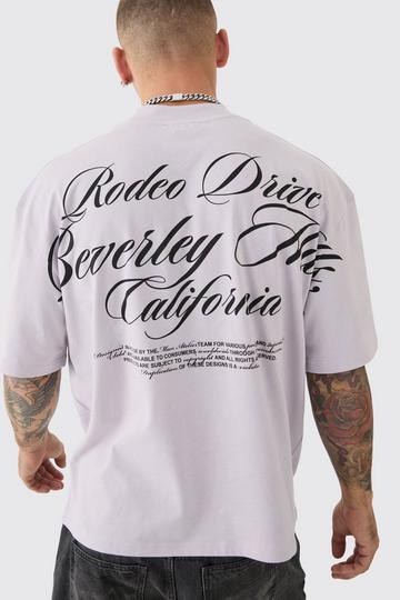 Oversized Boxy Extended Neck Heavyweight Rodeo Drive Back Graphic T-Shirt lilac