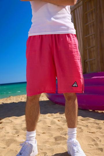 Man Triangle Crinkle Board Swim Short pink