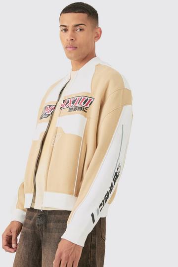 White Oversized Boxy Moto Jersey Knit Jacket