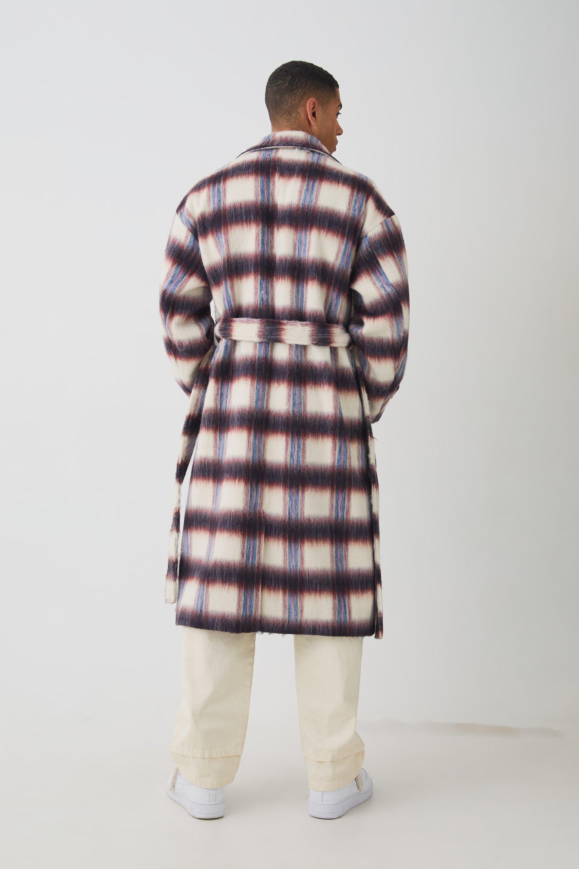 Burgundy check coat best sale