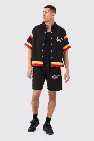 OFCL Baseball Shirt And Shorts Set black