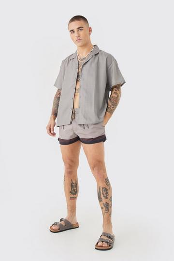 Boxy Homme Shirt & Swim Short Set mocha