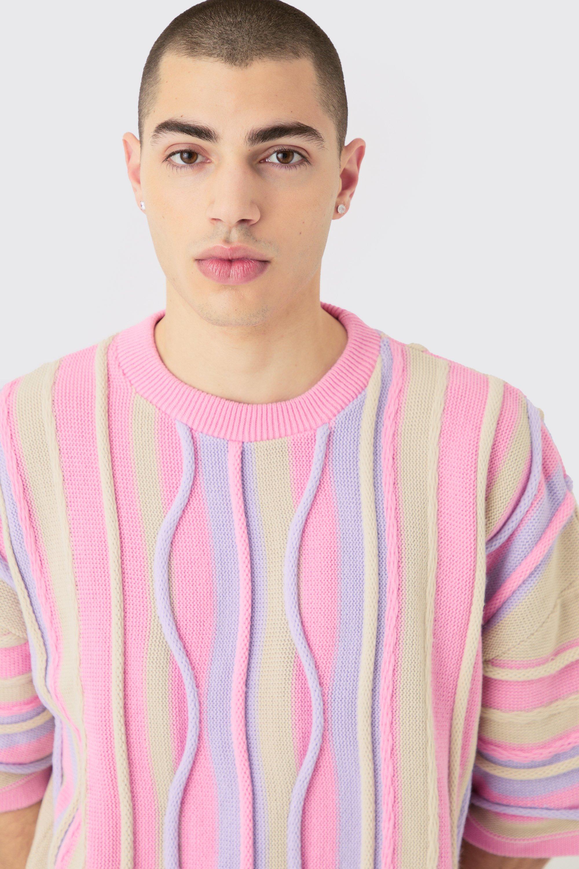 boohooMAN Men s Oversized 3D Jacquard Knit T Shirt
