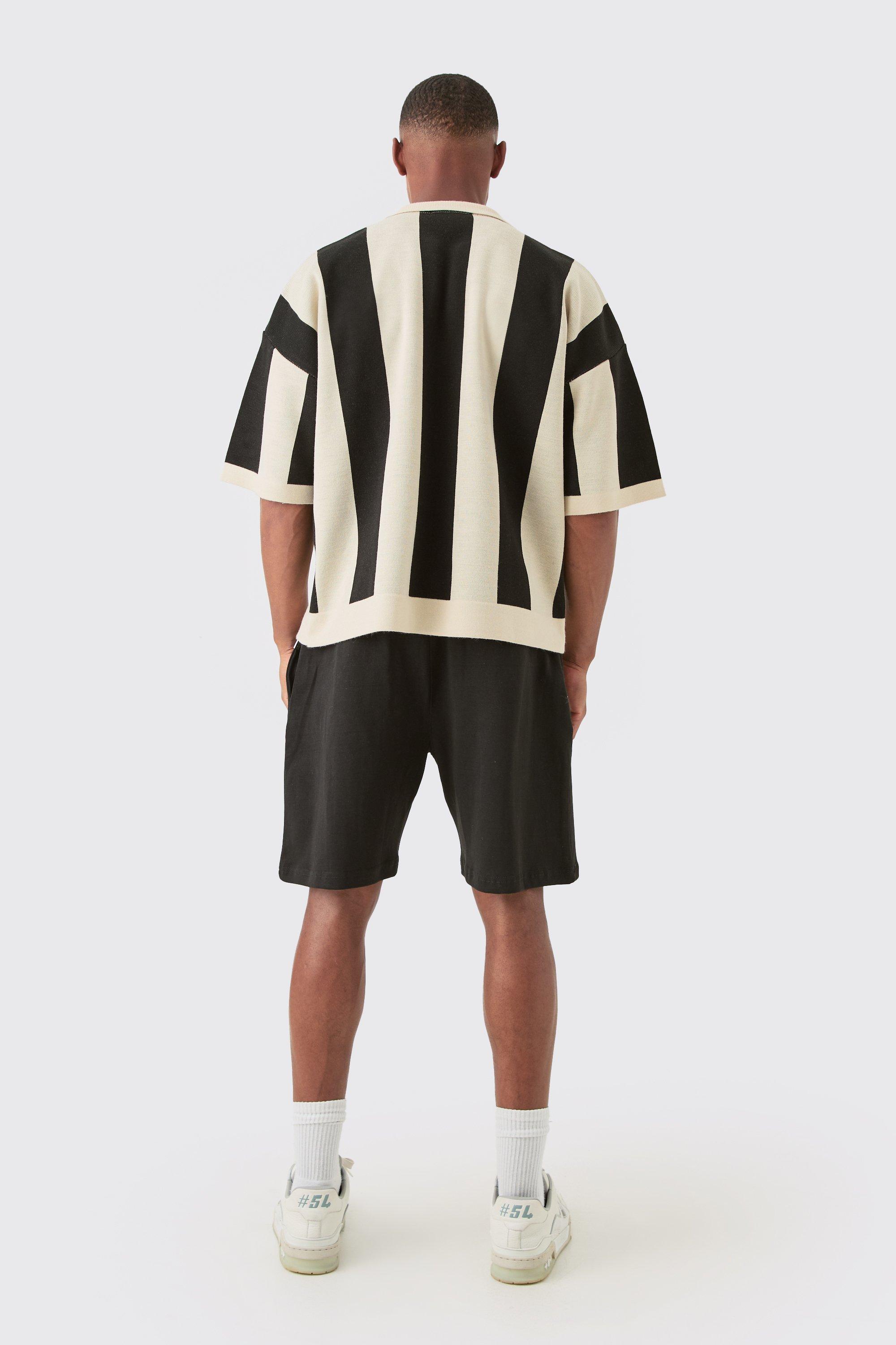 Boxy Moto Stripe Knitted Polo | boohoo USA