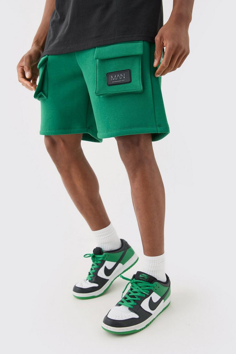 Lockere Cargo-Shorts mit Etikett, Green