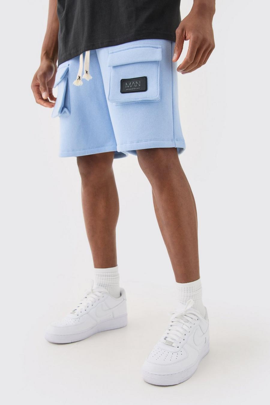 Lockere Cargo-Shorts mit Etikett, Baby blue