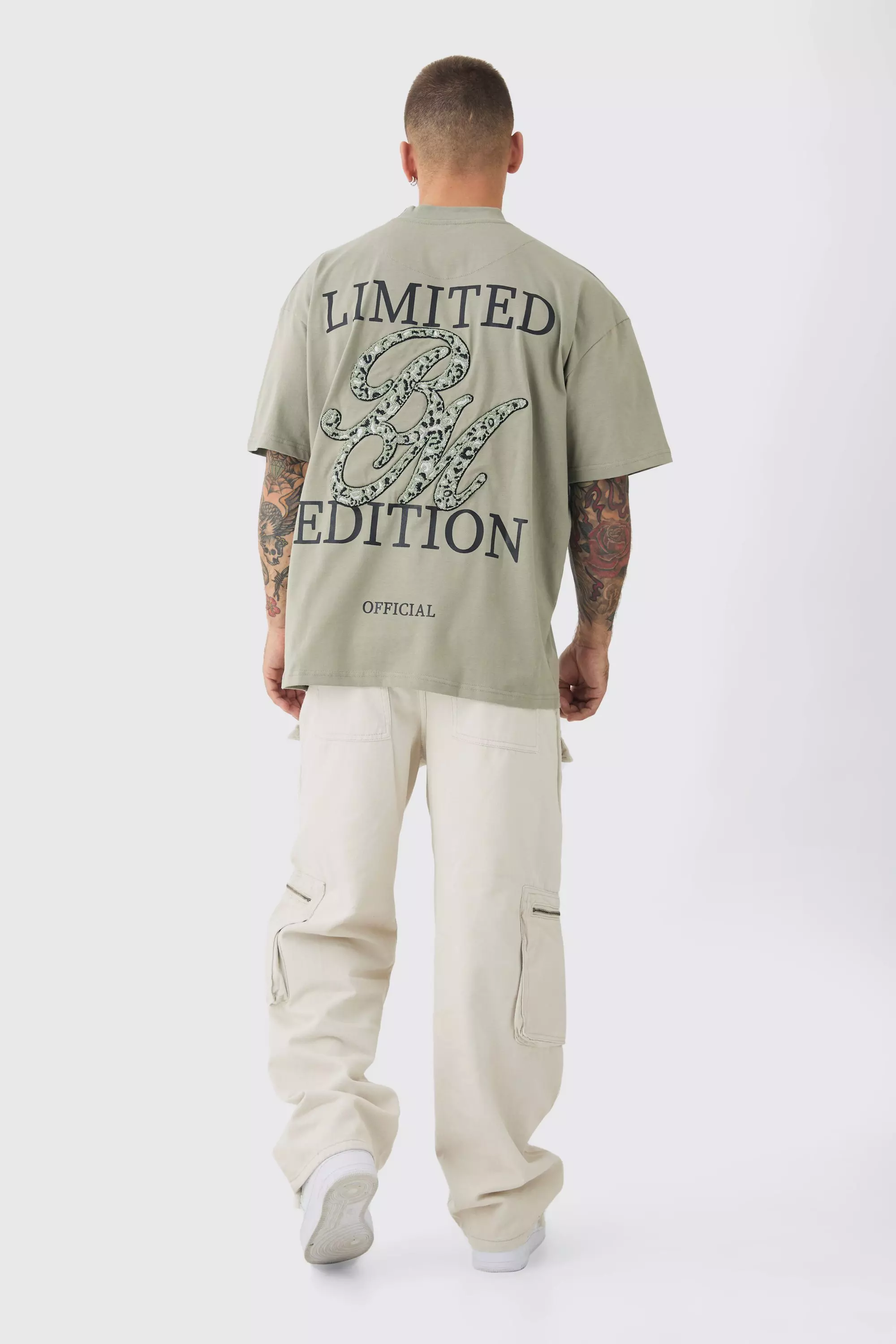 Stone Fixed Waist Washed Baggy Cargo Trouser alternative image