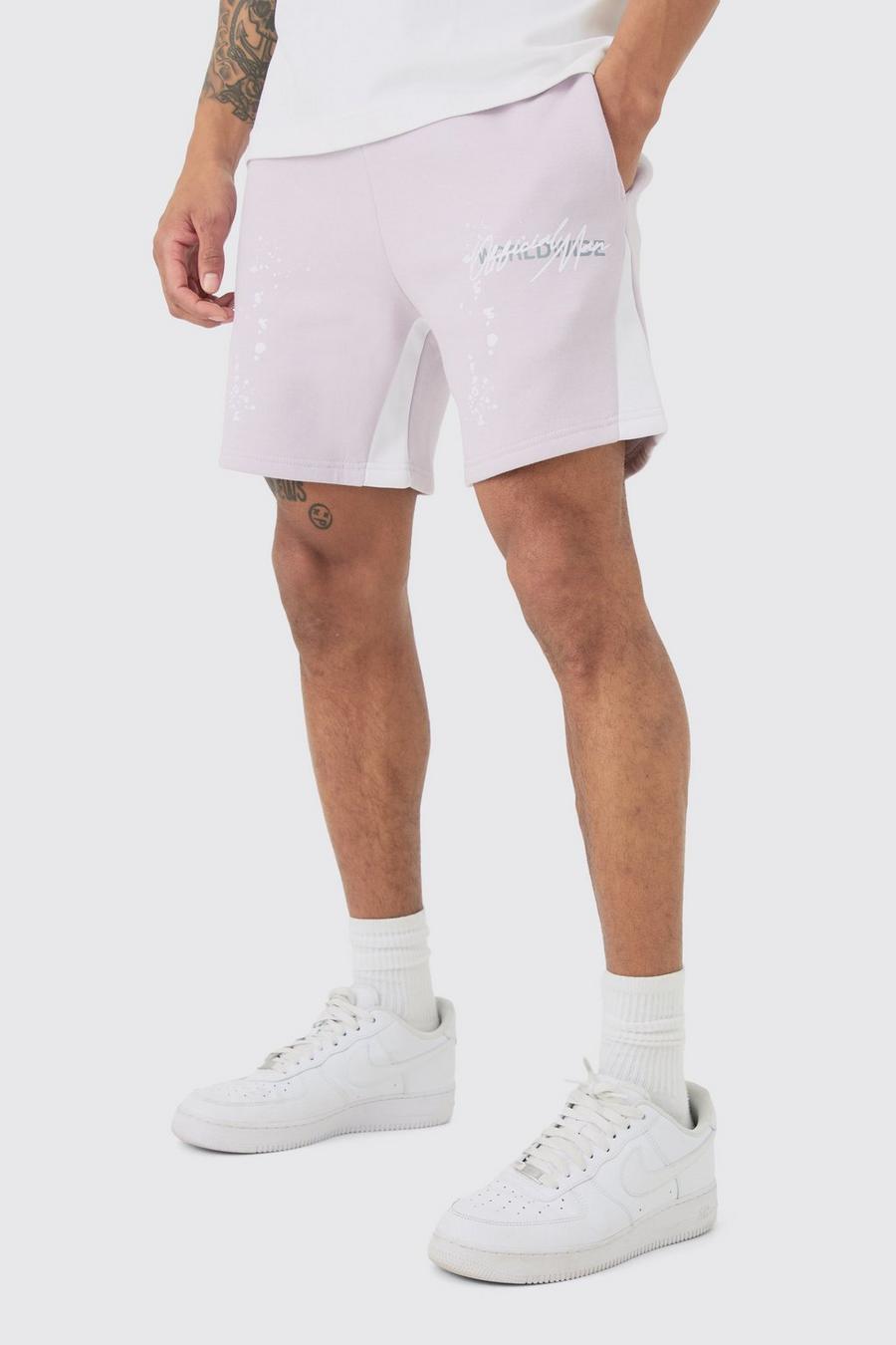 Lilac Oversize shorts med färgstänk image number 1