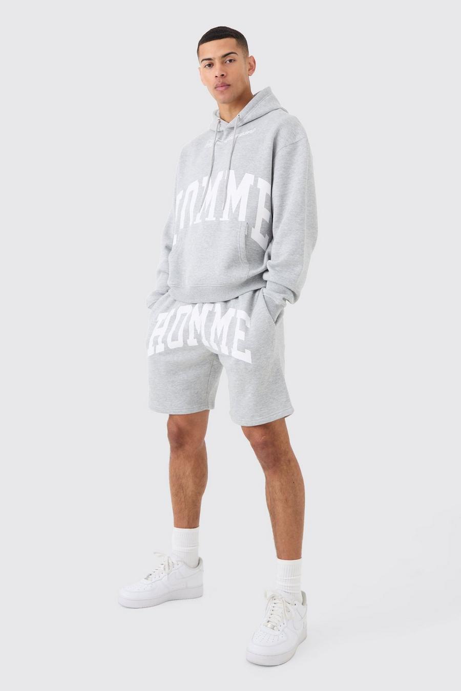 Grey Homme Oversize hoodie och shorts image number 1