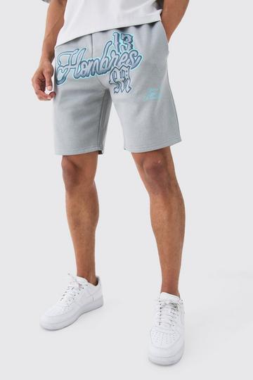 Oversized Boxy Homme Print Shorts grey