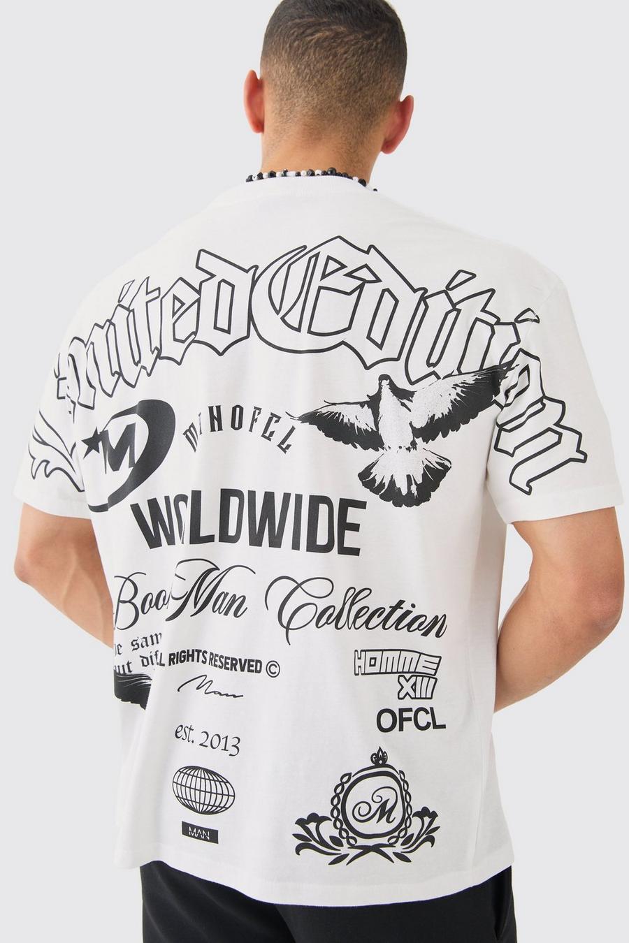 T-shirt oversize con logo e cuciture, White