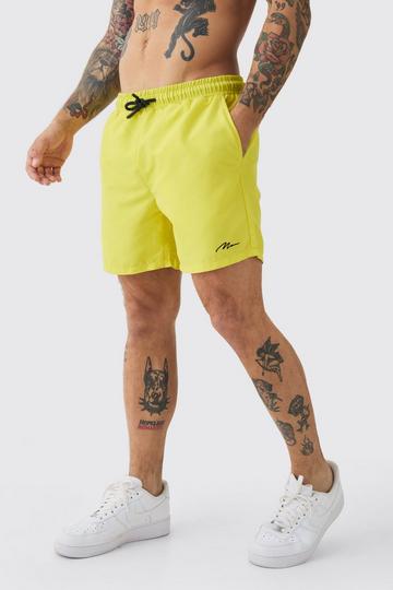 Man Signature Mid Length Swim Shorts neon-yellow