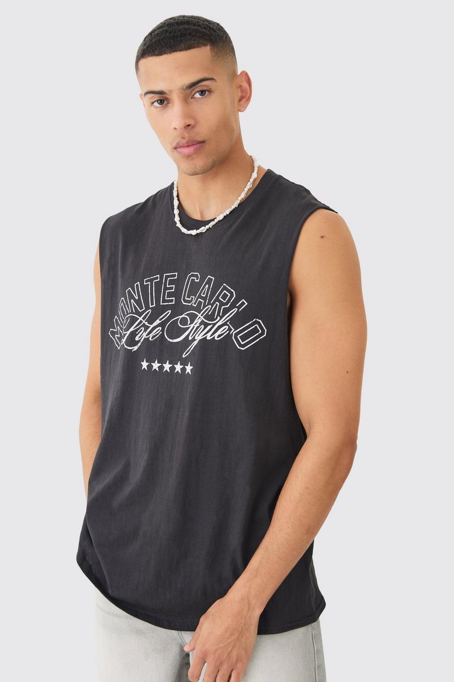 Black Oversized Monte Carlo Tank Top image number 1