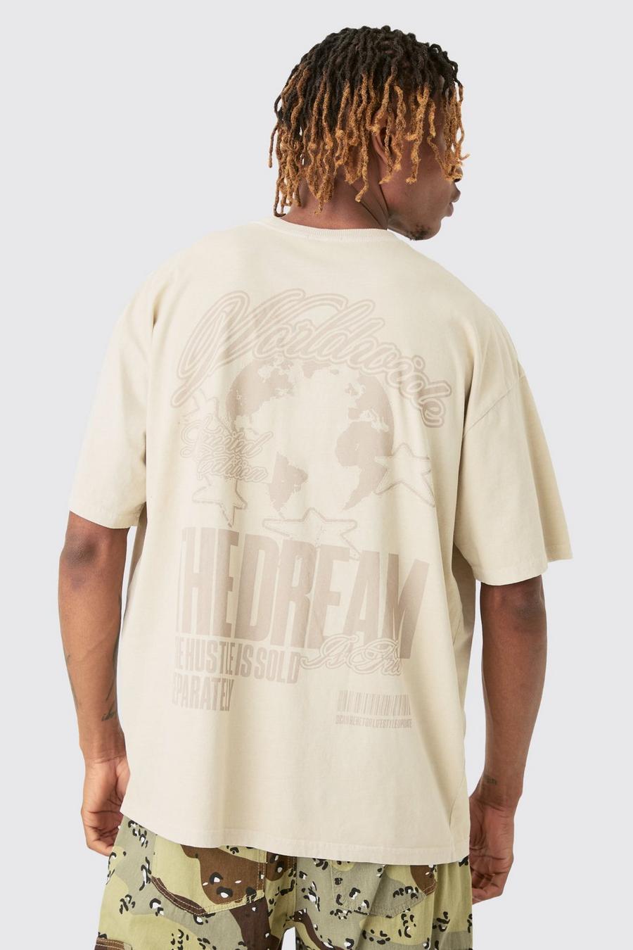 Sand Tall Oversized Dream Worldwide T-Shirt Met Print image number 1