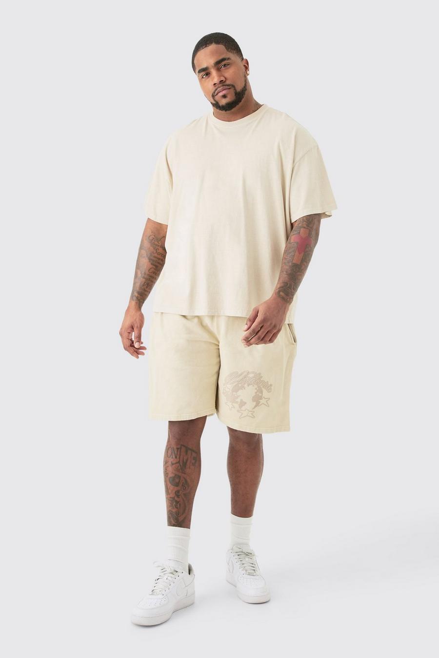 T-shirt Plus Size oversize color sabbia con stampa Dream Worldwide