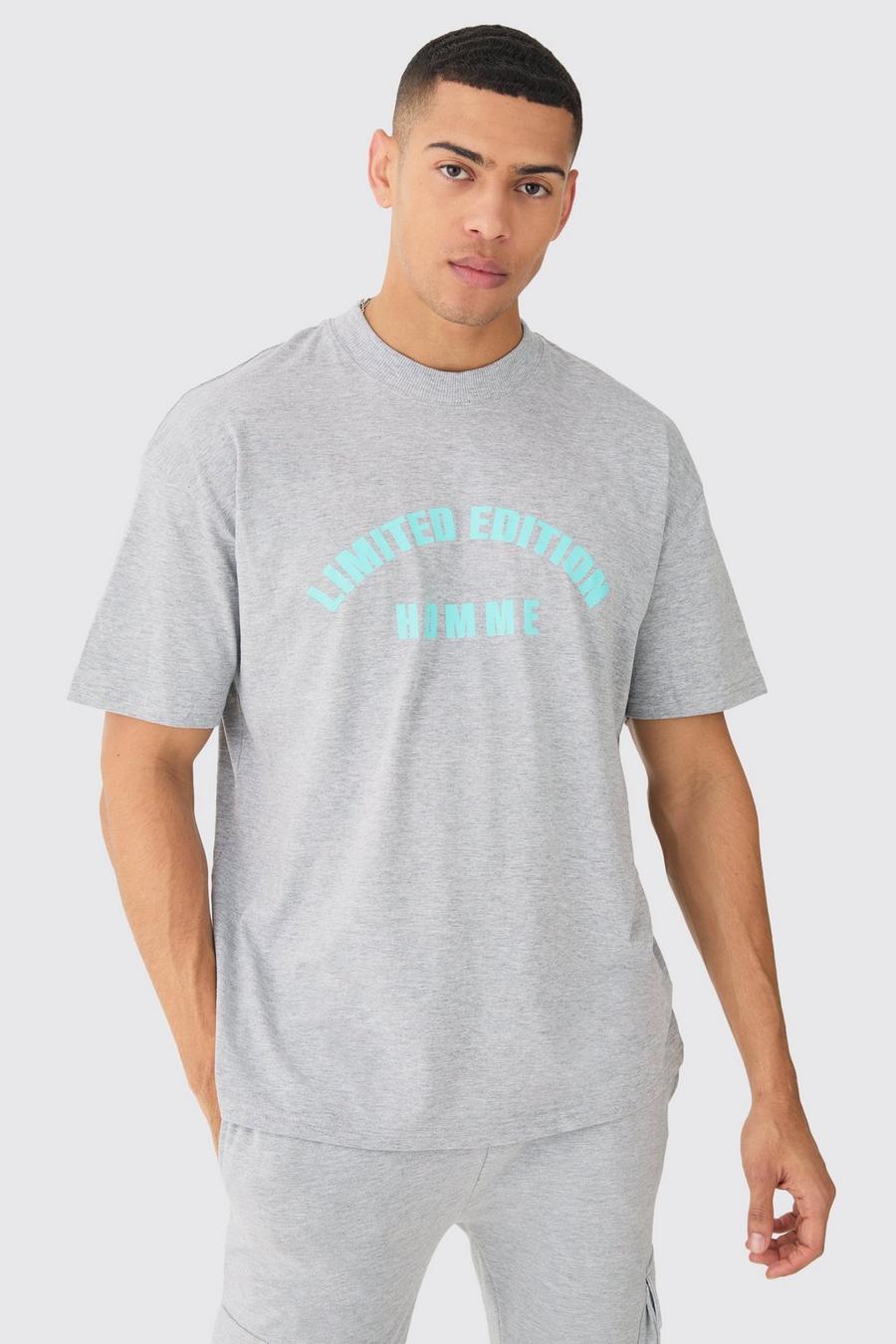 T-shirt oversize à inscription, Grey marl image number 1
