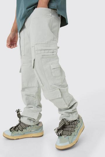 Relaxed Rigid Multi Pocket Cargo Jeans In Stone stone