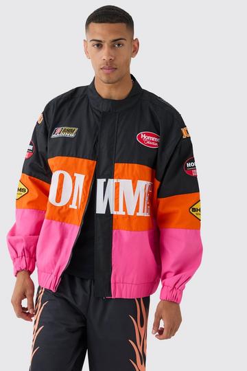 Pink Oversized Homme Twill Moto Jacket In Pink