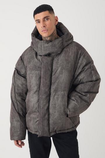 Grey Tall Oversized Extreme Padded Fit Puffer Jacket In Grey