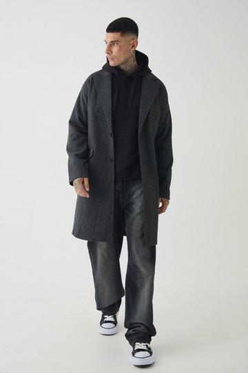 Grey Tall Single Breasted Overcoat In Grey