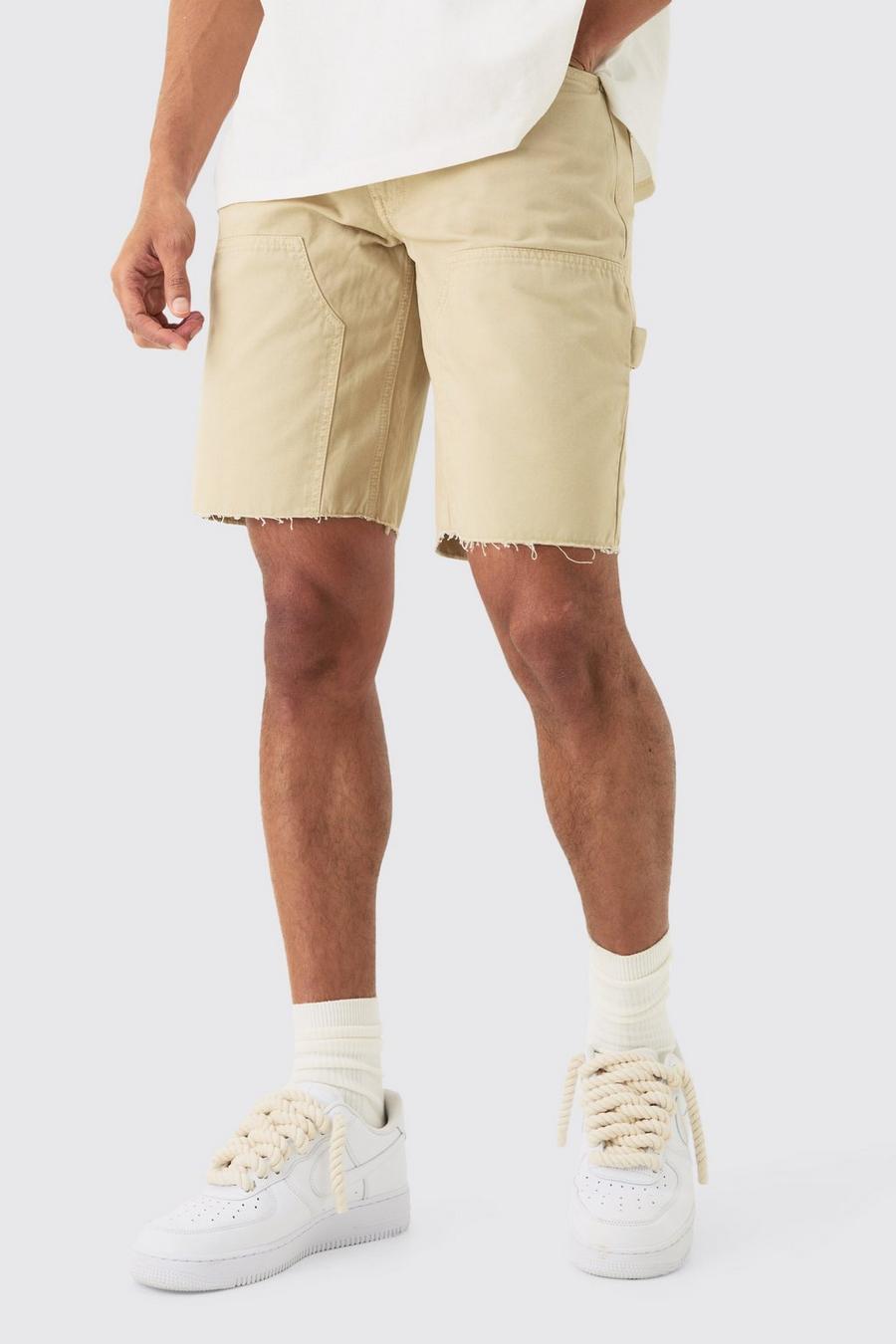 Stone Fixed Waist Relaxed Carpenter Shorts image number 1
