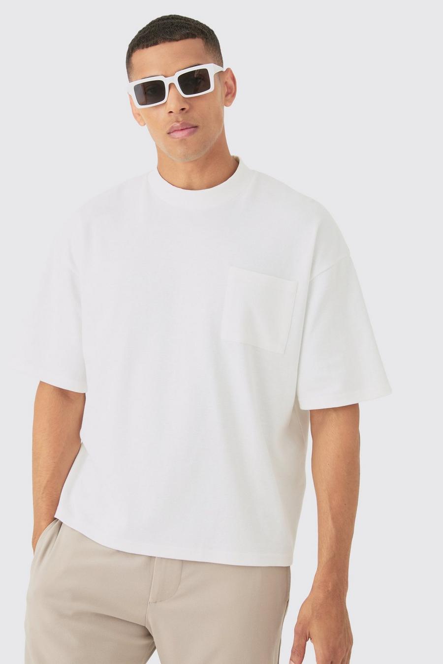 Ecru Oversized Boxy Fit Double Knit Mesh T-shirt image number 1