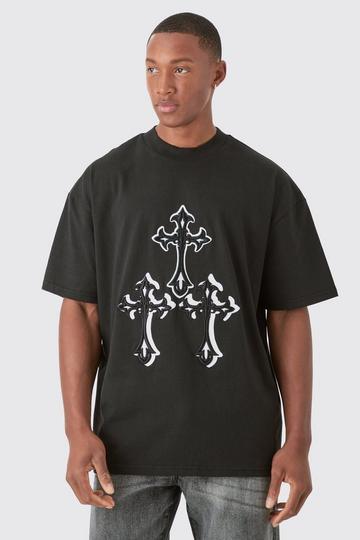 Oversized Extended Neck Heavyweight Gothic T-shirt black