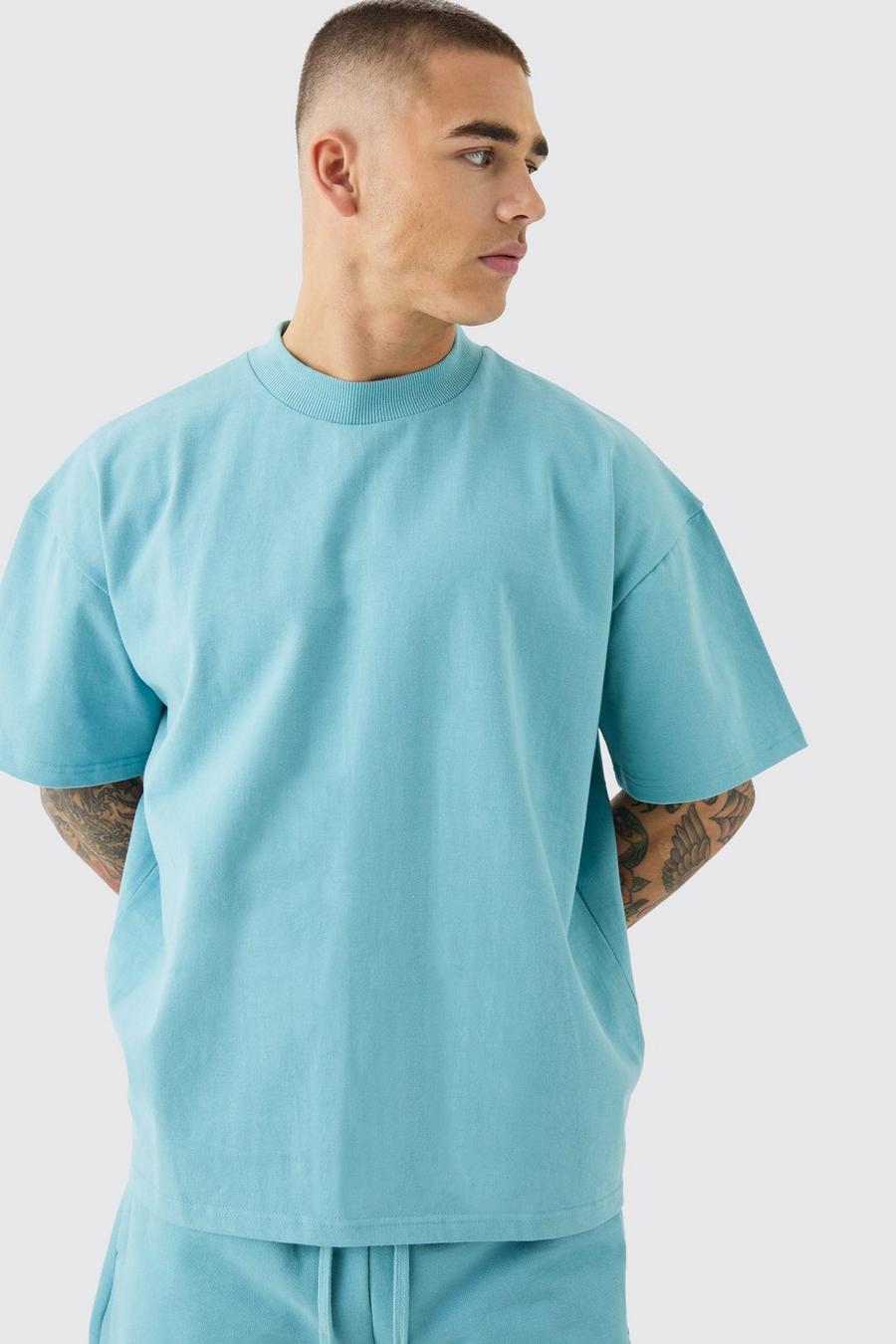 Dusty blue Oversized Extended Neck Super Heavyweight T-shirt image number 1