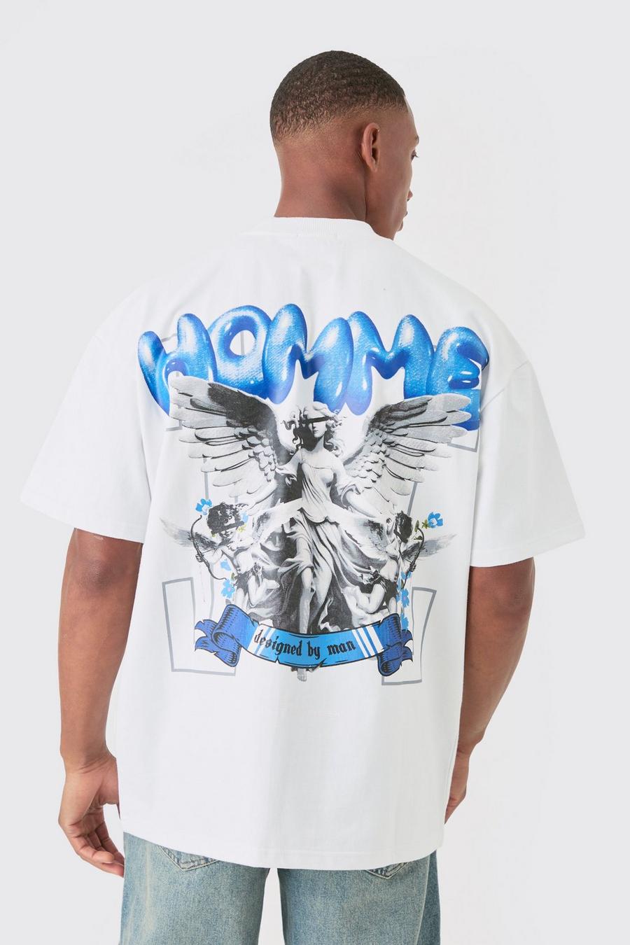 White Oversized Heavyweight Jersey Homme Graphic T-shirt image number 1