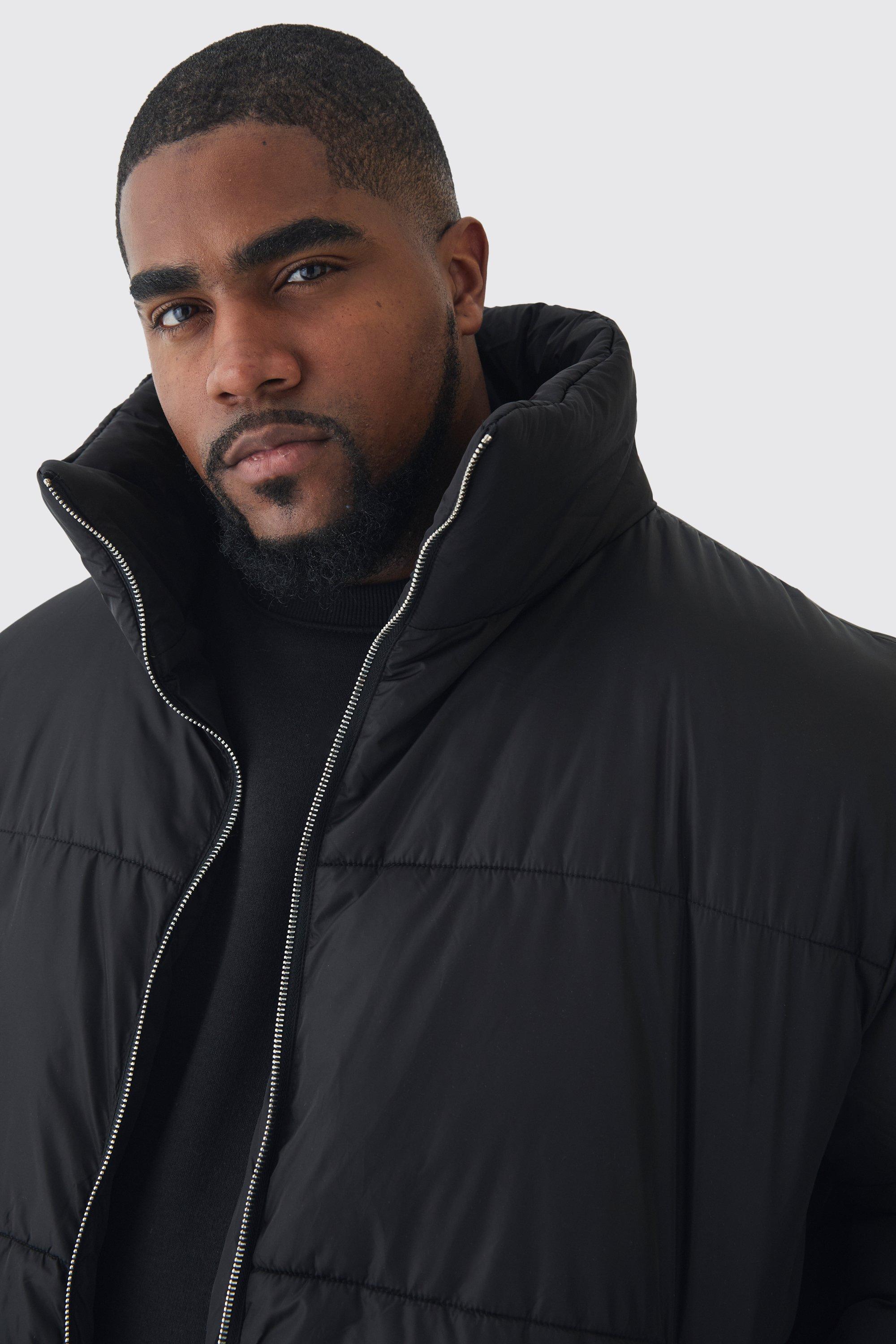 Plus Worldwide Applique Funnel Neck Puffer Jacket In Black boohoo UK